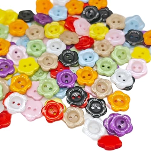 Xoeryoy 100 pcs Blumenknöpfe, 0, 47 Zoll großen massenartigen farbenfrohen Blütennähknöpfe Ersatz für das Nähen von Handwerkshemden Kleidung Dekorationen von Xoeryoy