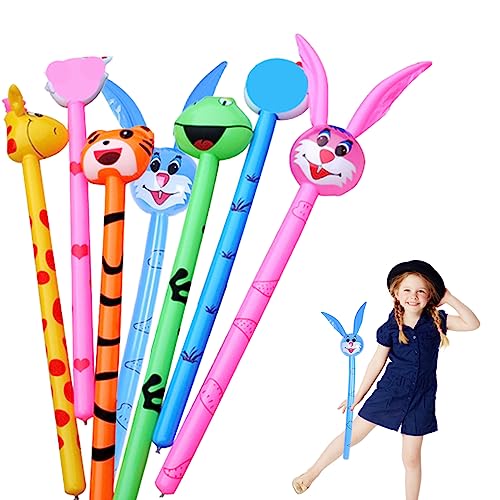 Xoeryoy 10pcs Luftballons aufblasbare Tiere PVC aufblasbare Tiere für Kinder Lange Sticks Stick Funny Birthday Party Decor Geschenke (zufällige Farbe und Stil) von Xoeryoy