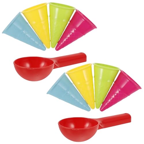 Xoeryoy 10pcs Strandspielzeug, farbenfrohe Plastiksandspielzeug, Bildungs- und lustige Eiscremekegel & Schaufelformen für Kinder, Dessertliebhaber von Xoeryoy