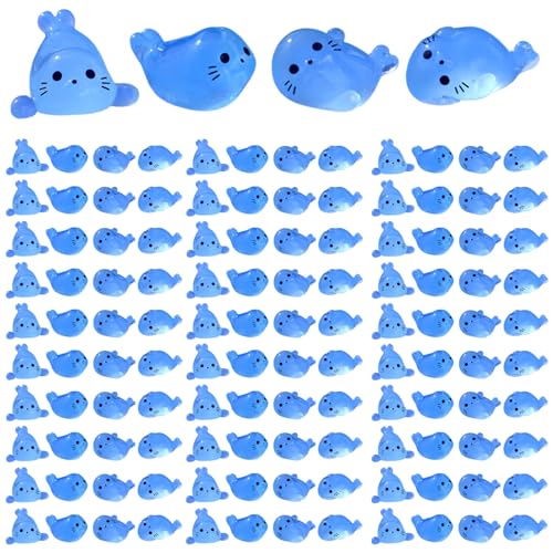 Xoeryoy 120pcs Mini Harztiere, Glühen im Dunklen Seal PUP Mini -Figuren für Miniaturfee Garten Mikrolandschaft Aquarium Fischtankdekoration von Xoeryoy