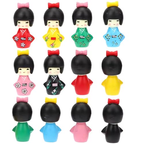 Xoeryoy 12pcs asiatische Puppe, niedliche kleine Mädchenspielzeug mit Kimono, Japanische Wohnkultur für Innenräume, Outdoor Xoeryoy 12pcs asiatische Puppe, niedliche kleine Mädchenspielzeug mit Kimono, Japanische Wohnkultur für Innenräume, Outdoor von Xoeryoy