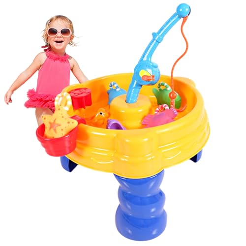 Xoeryoy 13pcs/Fester Wassertisch, Abnehmbarer tragbarer Sandtisch umfasst Fischereisen und Spielzeug, unterhaltsames sicheres Kleinkind -Outdoor -Spielzeug für Jungen Mädchen von Xoeryoy