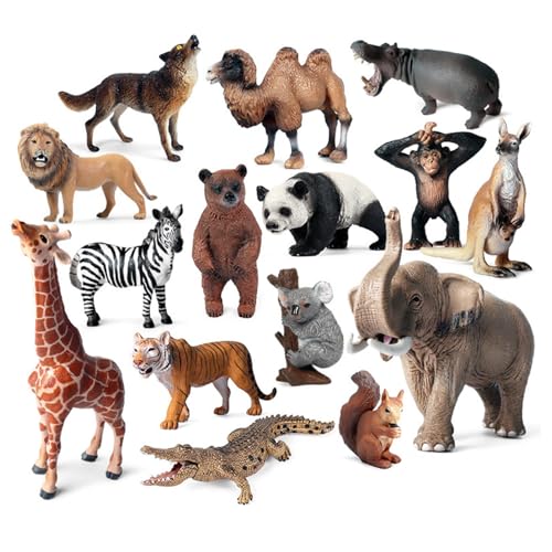 Xoeryoy 15pcs Mini -Tiere Figuren, realistische Kunststoff -Wildtierfiguren für Wissenschaftsprojekt und Kuchen -Topper, frühes Bildungsmodell für Kleinkinder Kinder von Xoeryoy