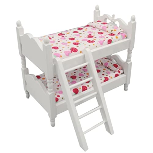 Xoeryoy 1pc Mini Schönes Etagenbett Model Dollhouse Möbelpuppenhaus Dekoration Doll Haus Accessoire Miniaturbett für Puppenhaus, Erdbeermuster Xoeryoy 1pc Mini Schönes Etagenbett Model Dollhouse Möbelpuppenhaus Dekoration Doll Haus Accessoire Miniaturbett für Puppenhaus, Erdbeermuster von Xoeryoy