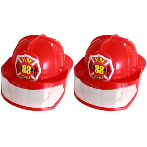 Xoeryoy 2pcs Feuerwehrmütze für verstellbare Kunststoff -Feuerwehrhelm für Kinder mit Sicherheitsbrillen Feuerwehrmützen für Kinderkleid, Cosplay, Rollenspiel von Xoeryoy