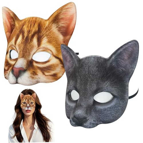 Xoeryoy 2pcs Katzenmaske, realistische Katzentiermaske für Halloween Weihnachten Ostermaskerade Cosplay Neuheit Kostümparty Accessoire Xoeryoy 2pcs Katzenmaske, realistische Katzentiermaske für Halloween Weihnachten Ostermaskerade Cosplay Neuheit Kostümparty Accessoire von Xoeryoy