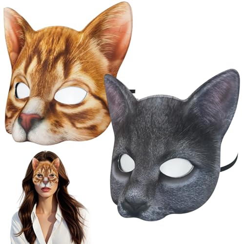 Xoeryoy 2pcs Katzenmaske, realistische Katzentiermaske für Halloween Weihnachten Ostermaskerade Cosplay Neuheit Kostümparty Accessoire # Xoeryoy 2pcs Katzenmaske, realistische Katzentiermaske für Halloween Weihnachten Ostermaskerade Cosplay Neuheit Kostümparty Accessoire # von Xoeryoy