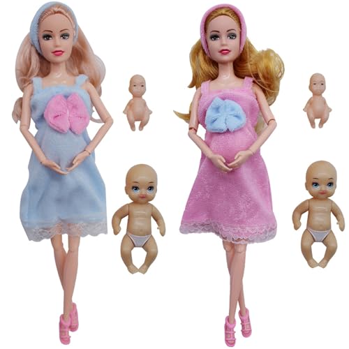 Xoeryoy 2pcs Schwangere Puppe, einfallsreiches Familien Gummispielzeug mit 2 Baby für Schwangere Mutter, kreatives Bildungspunkt für Kinder von Xoeryoy
