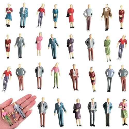 Xoeryoy 30pcs Mini -People -Figuren, 1: 30 -Skala lebendige Mini -Leute, farbenfrohe Kunststoff -Miniatur -Figuren für Puppenhaus, Landschaft, Szenen von Xoeryoy