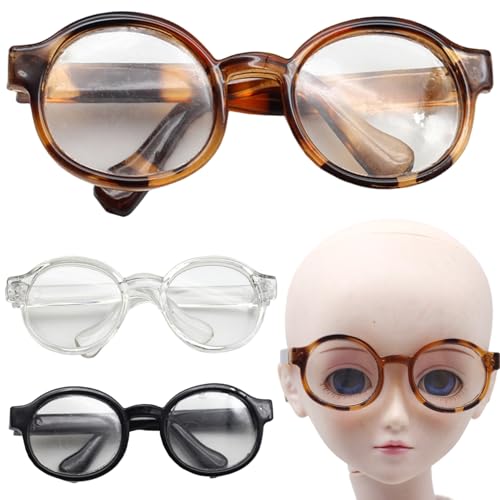 Xoeryoy 3pcs Puppenbrillen Klassische stilvolle runde Rahmen Mini Spielzeuggläser DIY Dekorative Mini -Sonnenbrille für Puppenhandwerk Cosplay Foto Requisiten von Xoeryoy
