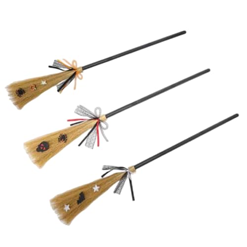 Xoeryoy 3pcs Witch Broom, 44 Zoll Stroh Hexenbesen, abnehmbar von Xoeryoy