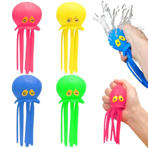 Xoeryoy 4pcs Kleinkindpool -Spielzeug Tintenfisch Wasserkugeln Sensorische Stressabbau Spielzeug für Kids Beach Wassertisch Schwimmen von Xoeryoy