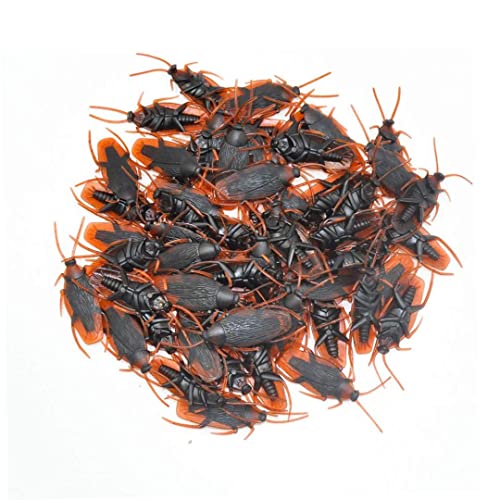 Xoeryoy 50 Stücke Streich Kakerlaken, sehen echte Plastik -Trick -Witzspielzeug, gruselige Insekten realistische Bugs Gag Geschenke, Neuheitskakerlake für Halloween -Party (50 Stück) von Xoeryoy