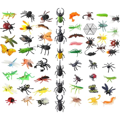 Xoeryoy 59pcs Insektenspielzeug realistische Plastikwanzenspielzeug für Wissenschaftsprojekt & Kuchen -Topper, praktisches frühes Bildungstiermodell für Kleinkinder Kinder 3 4 5 von Xoeryoy