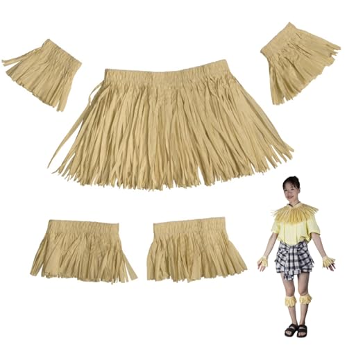 Xoeryoy 5pcs/Set Hawaiian Outfit für Mädchen, elastisches hawaiianisches Girlande Set mit Halskette, Armbänder, Beinbands für Kinder Erwachsene Sommerparty Beach von Xoeryoy