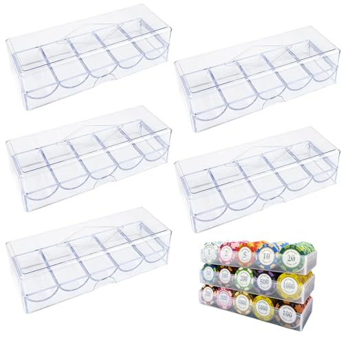 Xoeryoy 5pcs Poker-Chip-Hülle, Clear Plastic Poker-Chip-Tablett mit Deckel, Mehrzweckspeicher-Display-Hülle für Glücksspiel, Partys oder Zuhause Xoeryoy 5pcs Poker-Chip-Hülle, Clear Plastic Poker-Chip-Tablett mit Deckel, Mehrzweckspeicher-Display-Hülle für Glücksspiel, Partys oder Zuhause von Xoeryoy