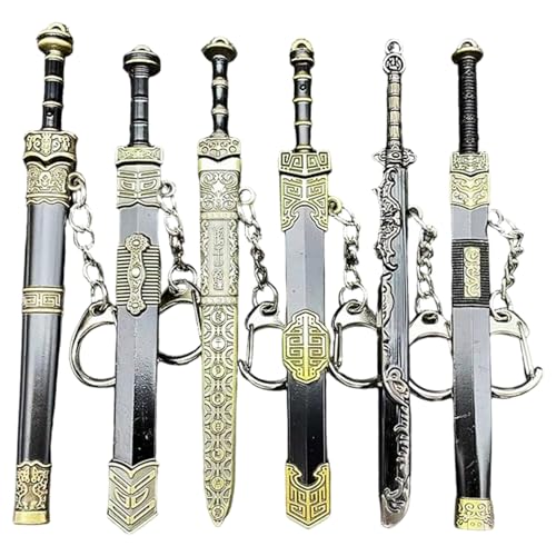 Xoeryoy 6pcs Schwert Schlüsselanhänger 4.7 Legierung Altes chinesisches Minischwert mit Box alte Schlüsselketten -Taschen -Dekoration für Männer Frauen Xoeryoy 6pcs Schwert Schlüsselanhänger 4.7 Legierung Altes chinesisches Minischwert mit Box alte Schlüsselketten -Taschen -Dekoration für Männer Frauen von Xoeryoy