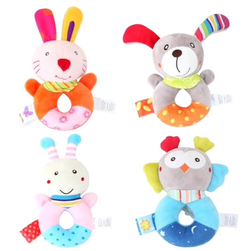 Xoeryoy Baby Rassle 4pcs 5 Zoll Bunt & Cartoon Bunny, Hund, Biene und Eulen Kind Rassel Plüsch & Baumwolle gefülltes Babyspielzeug für Entwicklung und interaktives Spiel Xoeryoy Baby Rassle 4pcs 5 Zoll Bunt & Cartoon Bunny, Hund, Biene und Eulen Kind Rassel Plüsch & Baumwolle gefülltes Babyspielzeug für Entwicklung und interaktives Spiel von Xoeryoy