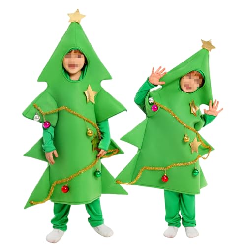 Xoeryoy Baumkostüm weiches warmes süßes Kostüm mit Stern und farbenfrohen Lichtern einteiliger Anzug Cosplay-Kostüme für Kinder, S-M von Xoeryoy