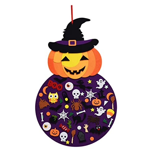 Xoeryoy DIY Halloween Filzkürbis Hexenhängedekor für Kinder Filzhandwerk und Kits Kleber Ornamente Halloween Party bevorzugt Dekorationen drinnen im Freien (2, 8 Fuß) von Xoeryoy