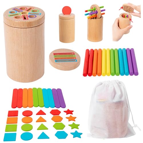 Xoeryoy Farbsortiers sensorisches Spielzeug, 3-in-1-Form & Farbsortierspielzeug, hölzern mit magnetischem Deckel, Bildungsmontessori für 36 m+ Kleinkind, Stil 2 Xoeryoy Farbsortiers sensorisches Spielzeug, 3-in-1-Form & Farbsortierspielzeug, hölzern mit magnetischem Deckel, Bildungsmontessori für 36 m+ Kleinkind, Stil 2 von Xoeryoy