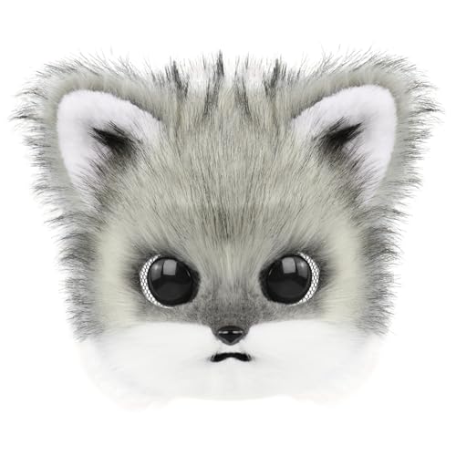 Xoeryoy Fursuit Head, tragbare Cartoonische Halloween-Maske mit Ohren und realistischem Haar, 30,5 x 30,5 cm, Tierkopfmaske, Katzen-Cosplay-Requisiten für Halloween, Maskerade, Grau von Xoeryoy
