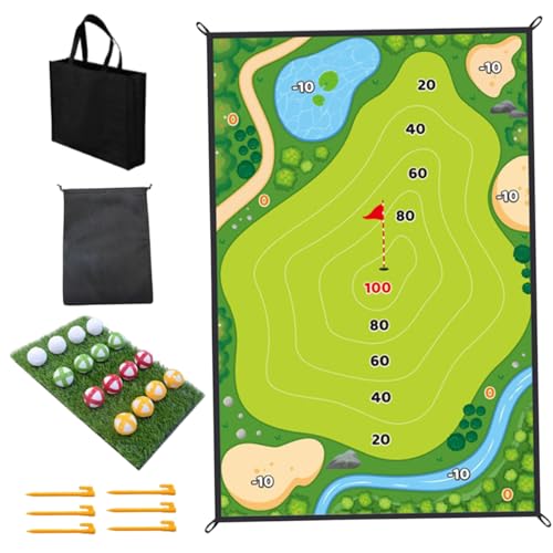 Xoeryoy Golf-Chipping-Spiel, tragbares Golftraining mit Matten und 16 Klebebällen, Eltern-Kind-Interaktions-Yard-Spiele für Innenräume, Outdoor Xoeryoy Golf-Chipping-Spiel, tragbares Golftraining mit Matten und 16 Klebebällen, Eltern-Kind-Interaktions-Yard-Spiele für Innenräume, Outdoor von Xoeryoy
