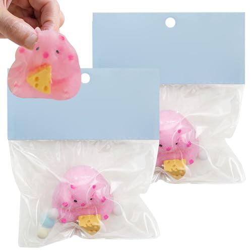 Xoeryoy Hamsterspielzeug mit Käse, 2pcs süße Desktop -Dekor, weiche Plastikhamsterspielzeug für Kinder, Dekompression Spielzeug für Teenager Kindergeschenke, Dekompression, Stil 2 von Xoeryoy