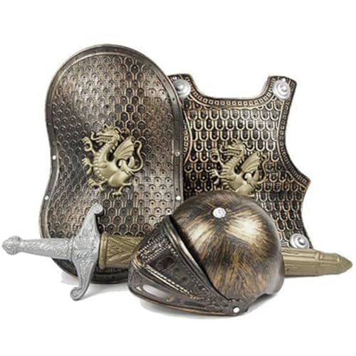 Xoeryoy Knight Costume Kids 4pcs/Set Dragon Muster mittelalterliche Ritterpanzerung umfasst Helm, Schild, Schwert und Kinder kleiden Kostüme für Rollenspiele, Cosplay, Halloween Xoeryoy Knight Costume Kids 4pcs/Set Dragon Muster mittelalterliche Ritterpanzerung umfasst Helm, Schild, Schwert und Kinder kleiden Kostüme für Rollenspiele, Cosplay, Halloween von Xoeryoy
