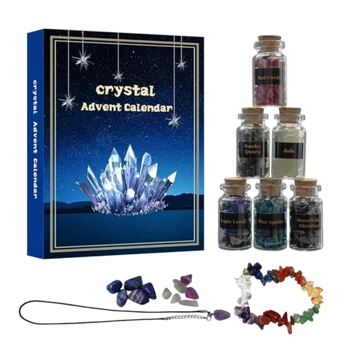 Xoeryoy Kristall Adventskalender, natürlicher Edelstein 24 -Tage -Adventskalender 2025 Kristalle Chips Flaschen Set für Schmuckherstellung, Wohnkultur Xoeryoy Kristall Adventskalender, natürlicher Edelstein 24 -Tage -Adventskalender 2025 Kristalle Chips Flaschen Set für Schmuckherstellung, Wohnkultur von Xoeryoy