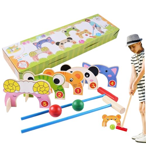 Xoeryoy Krocket -Sets für Kinder, hölzerne Cartoon -Tierkrocket -Set mit Schlägel, Pforten und Bällen, Glatte süße interaktive Spiele für Rasen, Innenräume Xoeryoy Krocket -Sets für Kinder, hölzerne Cartoon -Tierkrocket -Set mit Schlägel, Pforten und Bällen, Glatte süße interaktive Spiele für Rasen, Innenräume von Xoeryoy