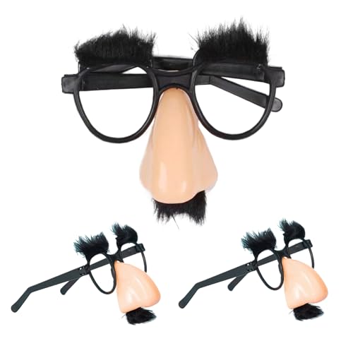 Xoeryoy Lustige Brille 3PCS stechen Clownbrille mit großer Nase, Augenbrauen und Schnurrbart aus 5x4in verschleiern Nerd für Hallowe von Xoeryoy