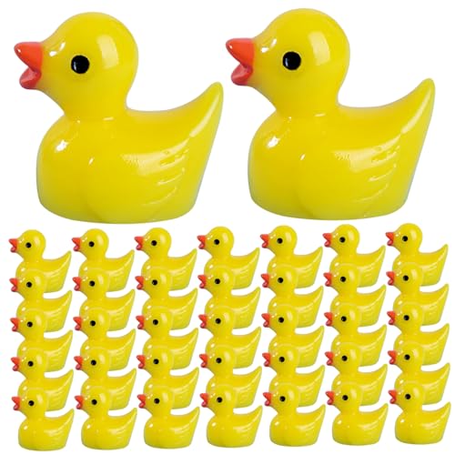 Xoeryoy Mini Ducks, 200pcs wasserdichte winzige Enten, 0, 7 x 0, 6 Zoll Mini Harztiere für Home Dollhouse Garden Landschaft Stopfpflanzen DIY -Handwerk von Xoeryoy