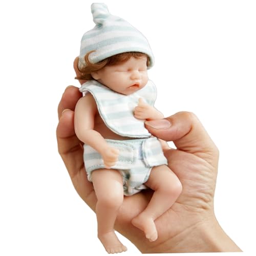 Xoeryoy Mini Silicon Babypuppe 6 Zoll weiche Haut realistische Mini-Babypuppen mit Hut und weiße Blaue Streifenkleidung für Anfänger, Kinderspielzeug, Fotografie-Requisiten Stil11 Xoeryoy Mini Silicon Babypuppe 6 Zoll weiche Haut realistische Mini-Babypuppen mit Hut und weiße Blaue Streifenkleidung für Anfänger, Kinderspielzeug, Fotografie-Requisiten Stil11 von Xoeryoy
