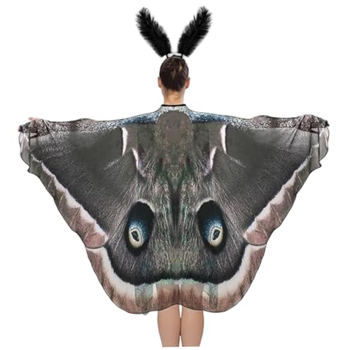 Xoeryoy Mottenkostüm, Halloween -Schmetterlingsflügel mit Federn Stirnbanddrucken auf beiden Seiten Mottenflügel Cape für Halloween oder Kostümparty Xoeryoy Mottenkostüm, Halloween -Schmetterlingsflügel mit Federn Stirnbanddrucken auf beiden Seiten Mottenflügel Cape für Halloween oder Kostümparty von Xoeryoy