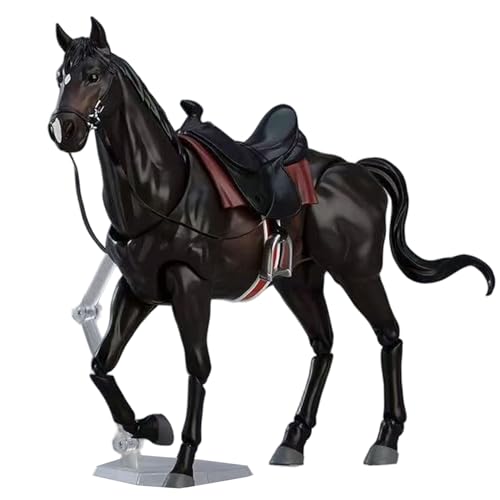 Xoeryoy Pferdefiguren mit Sattel, Halfter und Bleiseil 8x5 potenable Pferdestatue mit beweglichen gemeinsamen realistischen und DIY -freundlichen Spielzeug für Enthusiasten, Schwarz von Xoeryoy