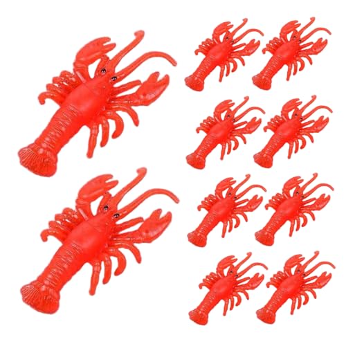 Xoeryoy Plastik Crawfish 10pcs 2.2x1.4Realistische & lebensechte rote Hummerspielzeug pädagogische feinmotorische sensorische Spielzeug für Kinder beim Baden, am Strand und mehr von Xoeryoy