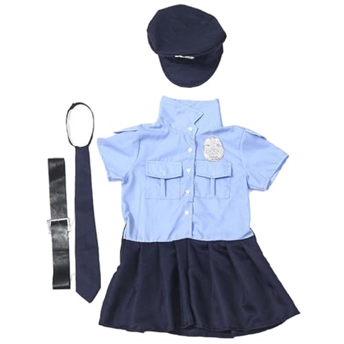 Xoeryoy Polizeibeamter Kostüm für Mädchen süße Kinderpolizeikostüm umfasst Rock, Krawatte, Gürtel, Kopfbekleidung Halloween -Kostüme von Xoeryoy