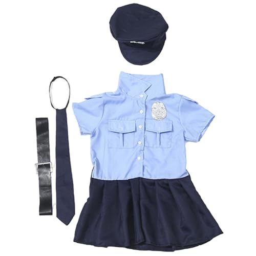 Xoeryoy Polizeibeamter Kostüm für Mädchen süße Kinderpolizeikostüm umfasst Rock, Krawatte, Gürtel, Kopfbekleidung Halloween -Kostüme von Xoeryoy