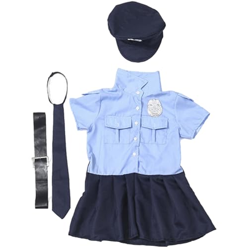 Xoeryoy Polizeibeamter Kostüm für Mädchen süße Kinderpolizeikostüm umfasst Rock, Krawatte, Gürtel, Kopfbekleidung Halloween -Kostüme von Xoeryoy