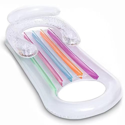 Xoeryoy Pool Lounger Float, 47, 2 x 29, 5 Zoll aufblasbarer PVC Poolstuhl mit Rückenlehne und Cup -Halter für Sommer, Strand, Urlaub, transparent# von Xoeryoy