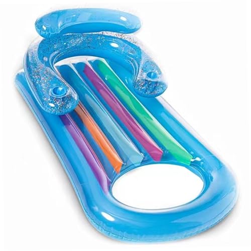 Xoeryoy Pool Lounger Float, 47, 2 x 29, 5 Zoll aufblasbarer PVC Poolstuhl mit Rückenlehne und Tassenhalter für Sommer, Strand, Urlaub, Blau/ von Xoeryoy