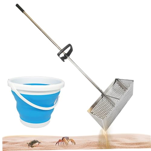 Xoeryoy Sandsifter, Abnehmbarer Edelstahl -Sandfloh mit faltbarem Eimer, tragbarer Strandsifter für den Außenbereich Xoeryoy Sandsifter, Abnehmbarer Edelstahl -Sandfloh mit faltbarem Eimer, tragbarer Strandsifter für den Außenbereich von Xoeryoy