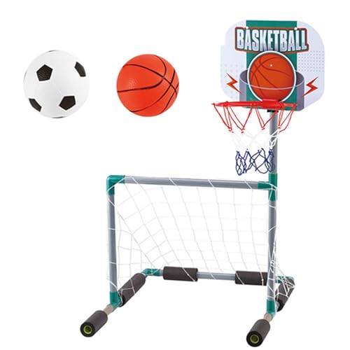 Xoeryoy Schwimmender Basketball-Hoop für Pool, 2-in-1-schwimmendes Fußballtor ＆ Pool Basketball-Reifen mit 2 aufblasbaren Bällen, Plastik-Tor für Kinder Sommer von Xoeryoy