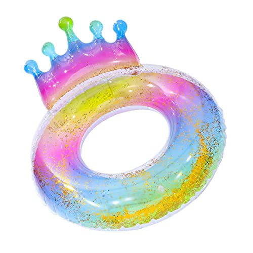 Xoeryoy Schwimmring aufblasbare farbenfrohe Glitzerpool mit Krone für Kinder Erwachsene, 90 cm von Xoeryoy