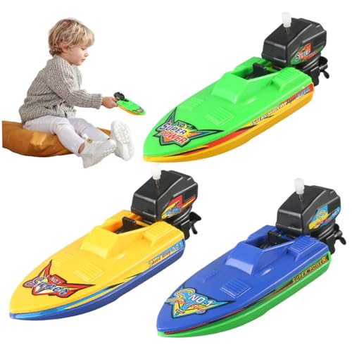 Xoeryoy Spielzeugboot, 3pcs Plastik schwimmendes Auflauf-Motorboot Badespielzeug für Wasserspiel, sicheres und unterhaltsames Windup Badeboot für Kinder 3+ Xoeryoy Spielzeugboot, 3pcs Plastik schwimmendes Auflauf-Motorboot Badespielzeug für Wasserspiel, sicheres und unterhaltsames Windup Badeboot für Kinder 3+ von Xoeryoy