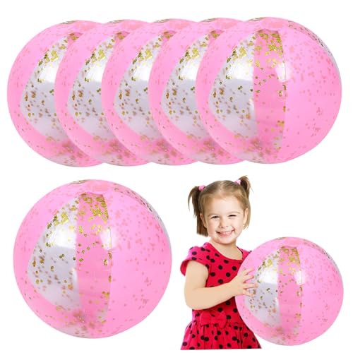 Xoeryoy Strandbälle 6pcs Glitter Beach Ball mit Inflator 24 '' aufblasbare Bälle Pool mit funkelnden Konfetti -Pool -Spielzeug für Sommerparty -Gefälligkeiten Stil 1 von Xoeryoy