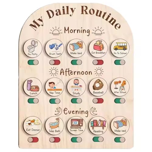 Xoeryoy Tägliche Routine -Tabelle für Kinder, Routine -Diagramm von Holzkindkinds mit Aufbewahrungsbox, visueller Zeitplan für Kinder, Home & Classroom Xoeryoy Tägliche Routine -Tabelle für Kinder, Routine -Diagramm von Holzkindkinds mit Aufbewahrungsbox, visueller Zeitplan für Kinder, Home & Classroom von Xoeryoy