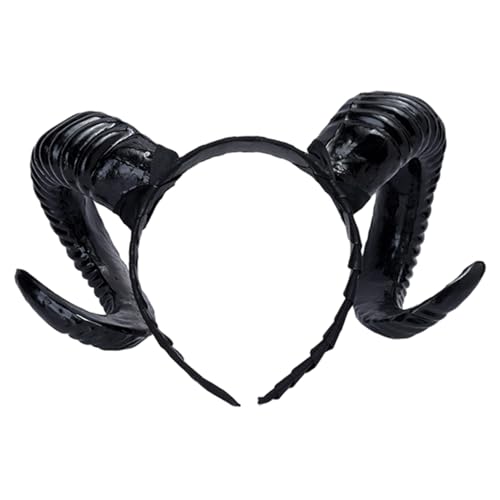 Xoeryoy Teufelshörner Stirnband, gotische Schwarze Ziegenhörner Haarband für Halloween -Kostüm -Cosplay -Foto -Requisiten von Xoeryoy