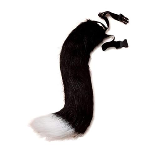 Xoeryoy Therian Tail Bieger Fuchsschwanz mit Metallskelett Verstellbarer Pelzschwanz Mehrzweck Wolf Schwanz für Cosplay Halloween Weihnachtsfeier Kostüm One Size (Schwarz+Weiß) von Xoeryoy